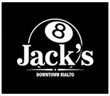 Logo showing ”Jack’s Downtown Rialto” over an image of an 8 ball